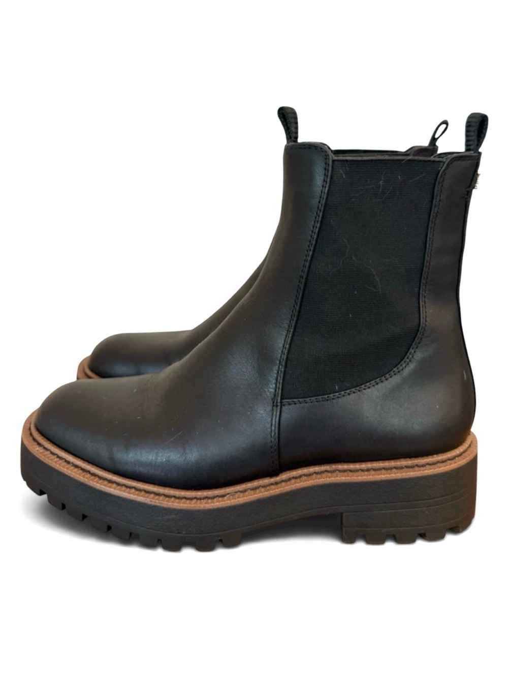 Sam Edelman Laguna Waterproof Lug Sole Chelsea Boot Black Leather Size 8 NWOB